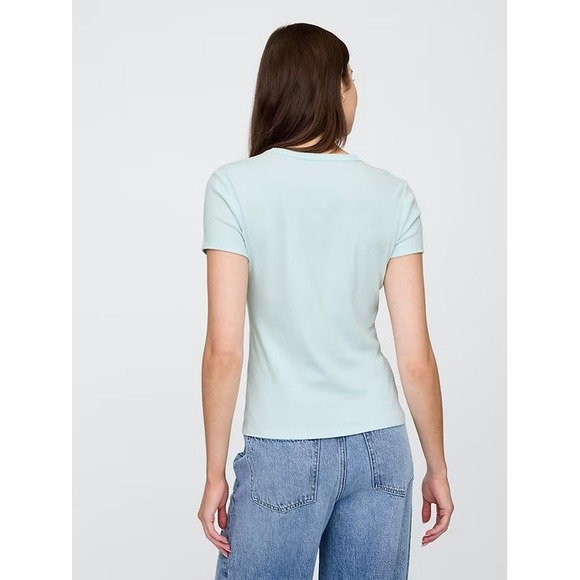 Gap Ribbed Crewneck T-Shirts Women's XL Blue and Yellow Set of 2 Stretch Tees - Picture 5 of 16